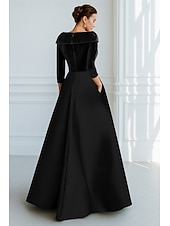 cheap Ball Gown Evening Dresses-A-Line Floor Length Beaded Eembroidered Formal Dresses Mother of the Bride Dress Evening Gown Ball Gown with Overskirt Formal Dress Elegant Color Block High Split Half Sleeve Shirt Collar Wedding