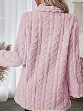 voordelige Fleece-gevoerde Jassen-Dames Fleecejack Teddy jas Houd Warm Ademend Zak Met fleece gevoerd Casual Effen Vakantie Straat Casual Alledaagse kleding Dubbele rij knopen Lang Ingesneden revers Normale pasvorm Lange mouw