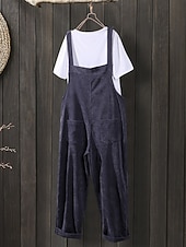 女性用 標準 全体 活発的 純色 ノースリーブ ポケット バケーション 日常 レギュラー ブラック ネイビーブルー ネービーブルー 春 お買い得  オーバーオール-女性用 標準 全体 活発的 純色 ノースリーブ ポケット バケーション 日常 レギュラー ブラック ネイビーブルー ネービーブルー 春