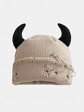 halpa Halloween-asusteet-unisex halloween-paholaisen sarvineulepipo – goottilainen punk-kallomyssy hakaneulalla ja rengaskorjauksilla miehille ja naisille, juhla-asu