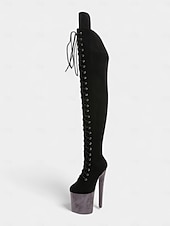 preiswerte Plattformstiefel-Damen-Overknee-Stiefel mit Plateausohle und Schnürung – Overknee-Stiefel mit hohem Absatz für Pole Dance für das Nachtleben und Partys