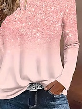 economico T-shirt floreale-Per donna Maglietta Stampato Ombre Floreale Grafico Vintage Elegante Classico Manica Lunga Girocollo Top Regolari Quotidiano Blu Rosa Primavera Autunno Inverno