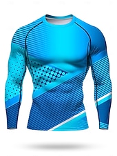 Недорогие Футболки и майки для бега-Муж. Универсальные Футболка для бега Спортивная рубашка Фитнес-рубашка Рубашка тренировки Беговой верх Длинный рукав Футболка Футболка Лето Весна Осень Зима Геометрический принт UPF 50