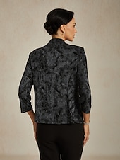 billige Jakker-Dame Bluse Dressy topper Elegant Stilfull 3/4 ermer Kinesisk Krave Vanlige topper Bryllupsgjest Arbeid Formell klær Svart Høst Vinter