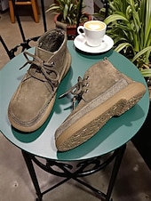 voordelige Enkel laarzen-Warme, met fleece gevoerde suède enkellaarsjes voor dames - comfortabele veterschoenen voor de winter, voor buiten en dagelijks gebruik