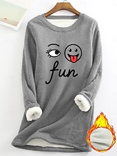 abordables Sweatshirts en polaire-Pull-over pour femme, sweat-shirt graphique, chaud, décontracté, duveteux, manches longues, col rond, régulier, streetwear, décontracté, jaune, rose, rose foncé, bleu, gris, printemps, automne, hiver