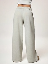 abordables jambe large et taille haute-Femmes Joggings Jambe large Chinos Mode Streetwear Occasionnel Longueur complète Taille haute Uni Ceinture Élastique Confortable Doux Élastique Extérieur Rue Gris clair Noir Blanche Rouge Ét