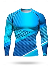 Недорогие Футболки и майки для бега-Муж. Универсальные Футболка для бега Спортивная рубашка Фитнес-рубашка Рубашка тренировки Беговой верх Длинный рукав Футболка Футболка Лето Весна Осень Зима Геометрический принт UPF 50