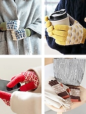 abordables Accessoires de Noël-gants d&#039;hiver tricotés pour femmes avec fonction écran tactile, mitaines en laine chaudes en plusieurs couleurs, cadeau de Noël pour l&#039;extérieur, vêtements décontractés et de vacances