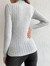 olcso Egyszerű póló-Női Blúz Fodrozott Tömör szín Stílusos Alkalmi Hosszú ujj Magasnyakú Normál felsők Napi Fekete Égszínkék Poros kék Khakizöld Szürke Tavasz Ősz Tél