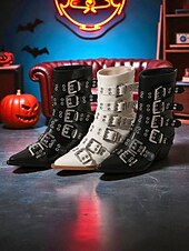 levne Pro ženy-Dámské Boty Motorkářské boty Venkovní Párty hudební festival Boty do lýtka Nýty Přezky Zip Kačenka Palec do špičky Punk gotický Umělá kůže Zip Matná černá Zářivě černý Bílá
