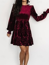 ieftine Rochii Party-Pentru femei Rochie Mini Rochie de catifea Rochie de Cocktail Rochii Peplum Elegant Modă Modern Petrecere Serată Dată Fit regulat Simplu Manșon Lung Stil Nautic Negru Roșu Vin Verde Militar Maro