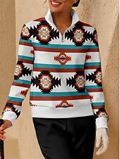 billiga Sweatshirt &amp;amp; Ytterkläder-Dam Pullover-tröja Vit Långärmad Överdelar Golfkläder för damer Kläder Outfits Bär kläder