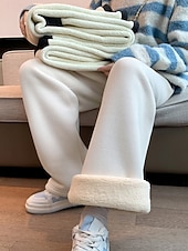economico gamba larga e vita alta-Per donna Pantaloni da tuta Pantaloni in Pile Gamba larga Moda Essenziale Casual Lunghezza intera Vita Alta Semplice Tasca Fascia Elastica Comodo Morbido Confortevole Elasticizzato All&#039;aperto