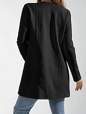 billiga casual jackor-Dam Vardaglig jacka Bekväm Andningsfunktion Jacquard Mode Dagligen Slät Utomhus Ledigt Dagligen Enkelknäppt Normal Rund halsringning Normal Långärmad Ytterkläder Svart Vit Vår Höst