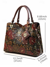 זול תיקי יד-תיק יד וינטג' לנשים מעור דמוי עור עם עיצוב פרחוני מובלט - תיק כתף רטרו אלגנטי לנשים, חתונות, מסיבות ואירועים רשמיים