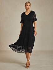 voordelige Feestjurken-Dames Maxi-jurk Cocktail jurk Bruiloft gast jurk Semi-formele jurk A lijn jurk Elegant Werk Verjaardag Flutter mouw Bruiloft gast Cocktailparty Formele avonden Normale pasvorm Effen Kleur Effen Halve