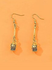 economico Accessori di Halloween-Set di collana e orecchini con teschio di Halloween da donna: gioielli gotici punk con più teschi nei colori oro e argento per feste, cosplay e costumi