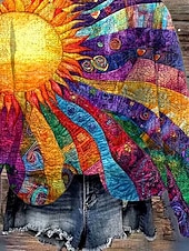 preiswerte Grafische Muster und Details-Damen Pullover Mode Lässig Grafik Gestreift Abstrakt Rundhalsausschnitt Patchwork Blumen Gestrickt Langarm Normale Oberteile Stricken Arbeit Regenbogen Herbst Winter