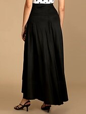 billige Casual Skjørt-Dame الالتفاف A-linje Mote Fritid Maksi Høy Midje Skjørt عادي Drapering Mikroelastisk Gate Daglig Vin Svart Rosa Brun Vår Polyester