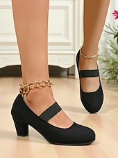 abordables Block Heels-Escarpins Mary Jane à talon carré et imprimé léopard pour femme – style rétro années 70, avec bride élastique, pour un look streetwear quotidien et décontracté au bureau.