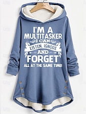 olcso Virágmintás felsők-Női Pulóver Hoodie pulóver Grafika Szöveg Alkalmi Comfrt Hosszú ujj Kapucni Hosszú felsők Utca Hétköznapi Nyomtatott Sötétrózsaszín Medence Szürke Ősz Tél