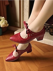 Χαμηλού Κόστους Ρετρό στυλ της δεκαετίας του 1950-Γυναικεία μαύρα τακούνια Mary Jane σε στιλ δεκαετίας του 1950 με φιόγκο – ρετρό γόβες με χοντρό τακούνι για καθημερινή vintage εμφάνιση και swing χορό