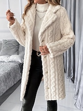 billige Fleece-fôrede jakker-Dame Vinterfrakk Sherpa jakke Bekvem Pustende Knapper Elegant Fritid عادي Feriereise Gate Avslappet Dagligdagstøy Enkeltkneppet Lang Aftæpning Normal Langermet Yttertøy Beige Vår Høst