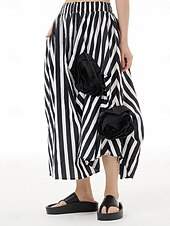 economico Gonne casual-Per donna Gonna Linea A Moda Casual Maxi Vita Alta Gonne A Pois Tasca Elasticizzato Streetwear Quotidiano Bianco e nero Nero / Bianco Nero Bianco Primavera Cotone