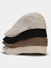 abordables Chapeaux pour hommes-Casquette plate en lin et coton respirant pour homme, chapeau gavroche vintage classique pour tenue décontractée, conduite et activités de plein air