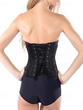 levne Korzety-Dámské Stahovací korzet/stahovací prádlo Stahovací spodní prádlo Sexy korzet Sexy Sladký Čistá barva Knoflíky Volná záda Dovolená Párty ulice Bez rukávů Korzet Černá Bílá Jaro Podzim Na míru