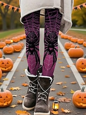 olcso Halloween nadrág-Női Nadrágok Leggingek Kényelmes leggings Utcai sikk Alkalmi Teljes hossz Magas derékPantsMindszentek napja Grafikai nyomatok Rugalmas derék Nyomtatott Lélegzési képesség Kényelmes Nyúlós Vakáci