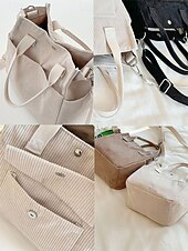 abordables Cabas et fourre-tout-Sac fourre-tout en velours côtelé pour femme avec bandoulière – Sac à main vintage décontracté pour le travail, les voyages, le shopping et le quotidien