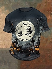levne Halloween trička-Pánské halloweenská košile Čarodějnice Netopýr Výstřih ke krku Oblečení 3D tisk Venkovní Dovolená Tématický večírek Halloweenská párty Krátký rukáv Tisk Vinobraní předvečer Všech svatých