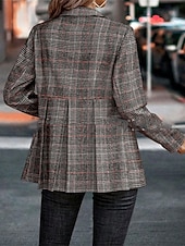 billiga Blazers och kostymer-Dam Kavaj Bekväm Knappar Elegant Mode Utomhus Galler Utekväll Ledigt / vardag Helgen Cardigan Normal Kavajslag Normal Långärmad Ytterkläder Svart Orange Vår Höst