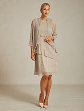 billiga Jackor-damkvävstoppar cover-up-jacka enfärgad elegant romantisk bröllop 3/4-ärm bröllopsgäst kvällsfest affärsklädsel veckad lager på lager metallisk roséguld sommar vår höst vinter