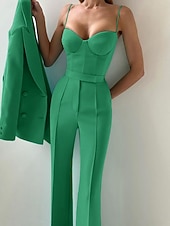 preiswerte Damenanzüge-Damen 3-teilige Anzüge Formell Hochzeitsgast Formeller Abend Elegant Minimalistisch Langarm Knöchellänge Peak Revers Doppelreihig