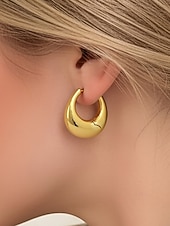 levne Dámská náušnice-Dámské mohutné kruhové náušnice - klasické pozlacené stříbrné kulaté náušnice, minimalistické šperky pro každodenní nošení, do práce a na večírky