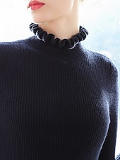 Pentru femei Pulover Plover Șic Stradă Casual Culoare solidă Guler Pe Gât Tricotat Manșon Lung Topuri obișnuite Tricotat Zilnic Ieșire Sfârșit de săptămână Negru Alb Toamnă Iarnă ieftine Culori Solide-Pentru femei Pulover Plover Șic Stradă Casual Culoare solidă Guler Pe Gât Tricotat Manșon Lung Topuri obișnuite Tricotat Zilnic Ieșire Sfârșit de săptămână Negru Alb Toamnă Iarnă