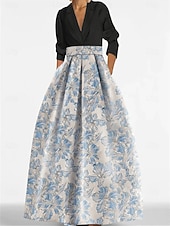 お買い得  Aラインのイブニングドレス-Ａライン フロア丈 イブニングドレス ボールガウン フォーマルドレス エレガント ヴィンテージ 長袖 シャツカラー フォーマル サテン ナイロン ととも​​に スリット 2025