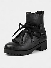 levne Kotníkové boty-Dámské hnědé kotníkové boty z umělé kůže s robustním podpatkem – ležérní outdoorový a streetwear styl