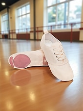 cheap Practice Dance Shoes-Women's Green Canvas Lace-Up Jazz Shoes - Lightweight Soft Sole Dance Sneakers for Practice and Stage Performance