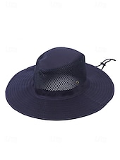 preiswerte Herrenhüte-Herren-Sonnenhut aus Camouflage-Netzgewebe mit breiter Krempe und Kinnriemen – atmungsaktiver Outdoor-Wander- und Angelhut für Sommerreisen und Camping