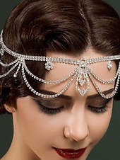 olcso Álarcosbál Kiegészítők-női 1920-as évekbeli Gatsby strasszos fejdísz, vintage flapper hajdísz Gatsby témájú bálokra és halloweeni partikra