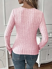 economico Top in Pizzo-Per donna Blusa Pizzo Patchwork Tinta unica Elegante Essenziale Casual Manica Lunga Girocollo Top Regolari Quotidiano Nero Bianco Rosa Viola Grigio Primavera Autunno Inverno