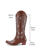 ieftine Cizme Cowboy &amp; Western-cizme de cowboy de epocă western de damă, împodobite cu strasuri, design din piele brodat pentru nunți și ocazii speciale