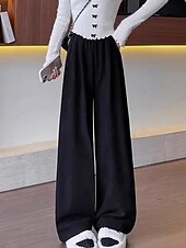 economico gamba larga e vita alta-Per donna Pantaloni in Pile Gamba larga Pantaloni Moda Streetwear Lunghezza intera Vita Alta Semplice Elastico in vita Lavorato a maglia Caldo Confortevole Micro-elastico Streetwear Abbigliamento