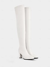 economico Stivali alla moda-stivali da donna sopra il ginocchio in similpelle marrone – scarpe alte fino alla coscia con tacco alto e punta affilata, stile elegante per feste, cosplay e moda di strada
