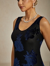 abordables Robe de cocktail-Femmes Robe maxi Robe fourreau Robe Trompette Sirène Robe trapèze Robe moulante Élégant Formel cocktail Soirée robe demoiselle d honneur Coupe régulière Fleuri Sans manches Col ras du cou bleu marine