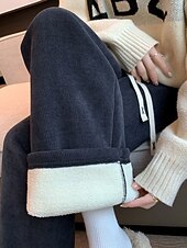 economico gamba larga e vita alta-Per donna Pantaloni da tuta Pantaloni in Pile Gamba larga Moda Essenziale Casual Lunghezza intera Vita Alta Semplice Tasca Fascia Elastica Comodo Morbido Confortevole Elasticizzato All&#039;aperto